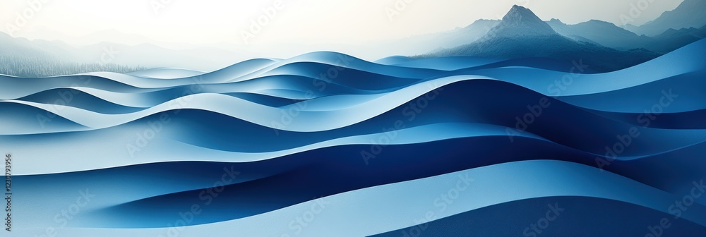 Obraz premium Waves of calm in soft blue hues capturing serene natural beauty