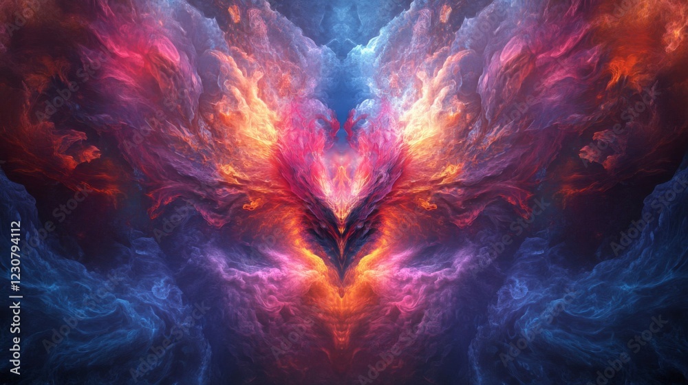 Fototapeta premium Abstract Cosmic Nebula Painting with Vibrant Red and Blue Hues