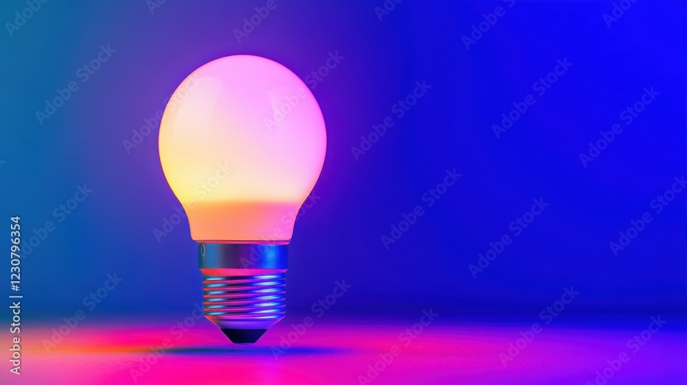 A high-tech smart light bulb glowing in vibrant colors, controlled by a mobile app. A high-tech smart light bulb glowing in vibrant colors, controlled by a mobile app.