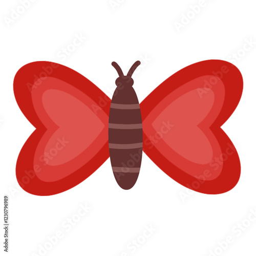 Illustration of a Red Butterfly with Heart Shaped Wings.