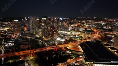 Wallpaper Mural Illuminated Downtown At Tampa In Florida United States. Corporate Building Landscape. Illuminated Skyscraper. Tampa At Florida United States. Traffic Cityscape. Downtown Scenery. Torontodigital.ca