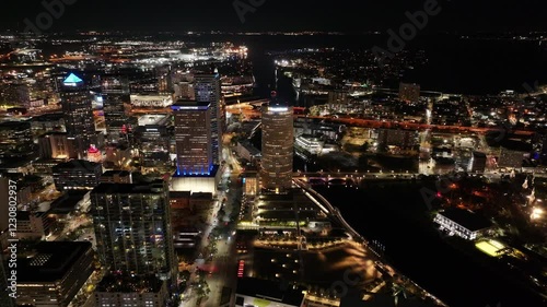 Wallpaper Mural Illuminated Downtown At Tampa In Florida United States. Famous Highrise Building. City At Night Landscape. Tampa At Florida United States. Business District. Illuminated Night City. Torontodigital.ca