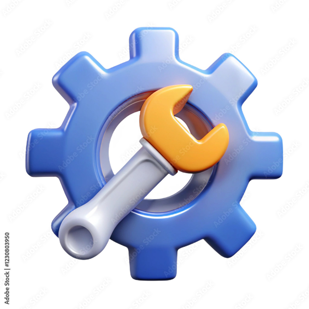 A gear and wrench icon together, symbolizing mechanical engineering A gear and wrench icon together, symbolizing mechanical engineering