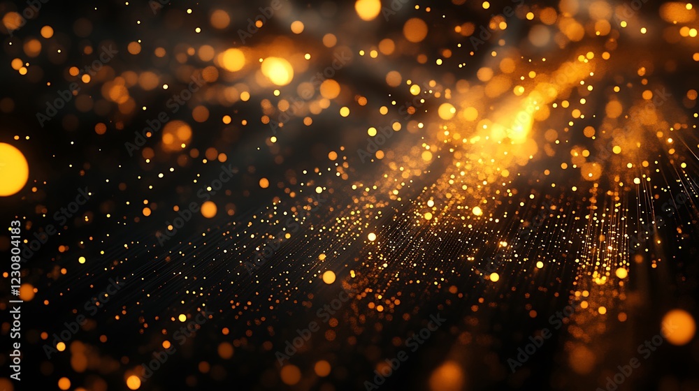 Fototapeta premium Golden lights sparkle over dark for event background