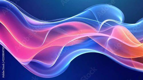 Abstract glowing pink and blue gradient waves on dark background.