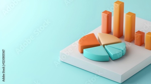 Wallpaper Mural Colorful Financial Data Visualization with Pie and Bar Charts on White Background Torontodigital.ca