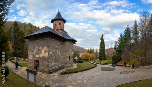 Landscape with the Prislop monastery, Hunedoara county - Romania. It is famous for Saint Arsenie Boca photo
