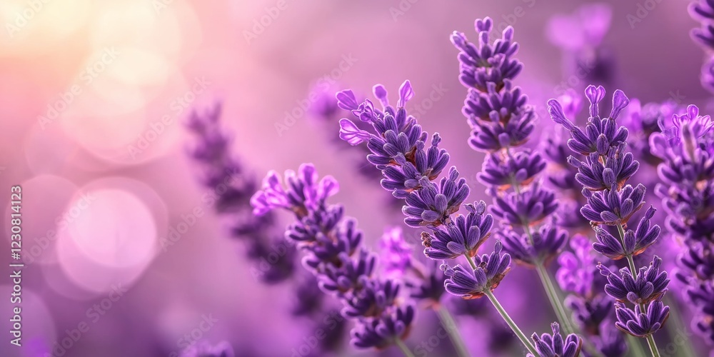 Obraz premium A field of lavender flowers bathed in soft purple hues creating a serene atmosphere.