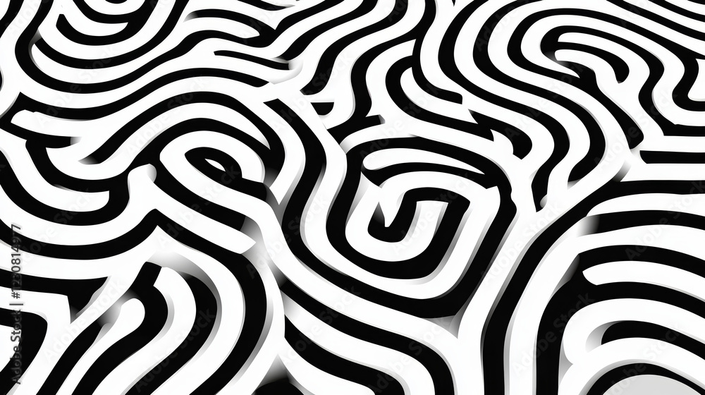 Dynamic black and white maze-like abstract pattern Dynamic black and white maze-like abstract pattern