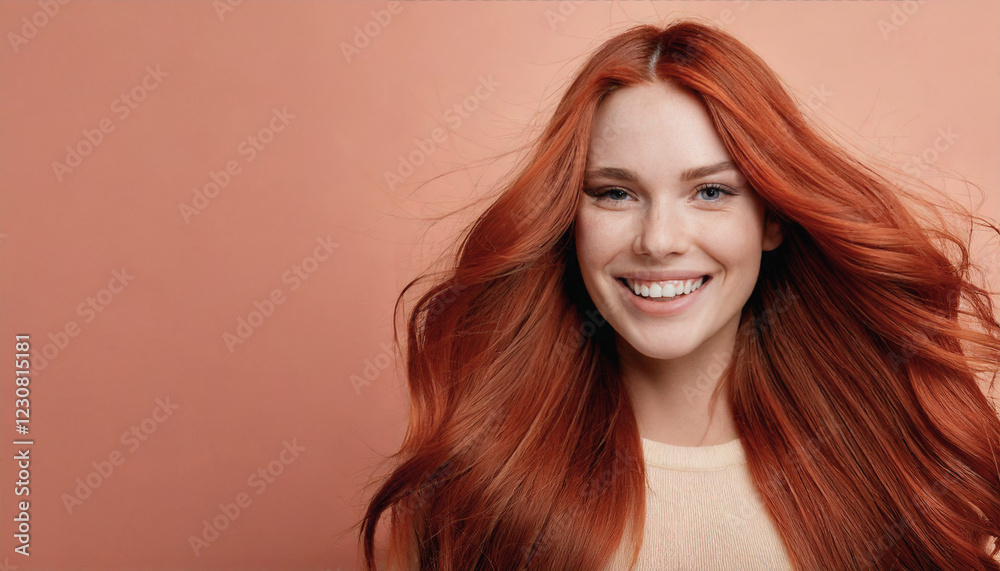 Elegant Portrait of a Smiling Woman with Pastel Background and Studio Lighting Elegant Portrait of a Smiling Woman with Pastel Background and Studio Lighting