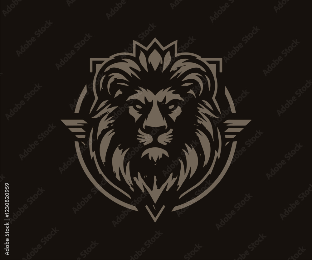 Lion head logo template vector icon illustration design isolated on black background Lion head logo template vector icon illustration design isolated on black background