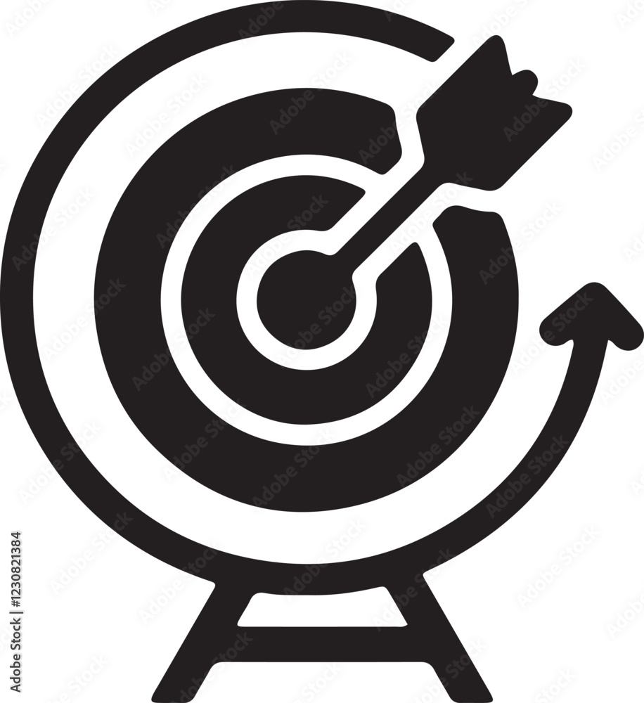 An illustration of a dartboard with a dart stuck in it An illustration of a dartboard with a dart stuck in it