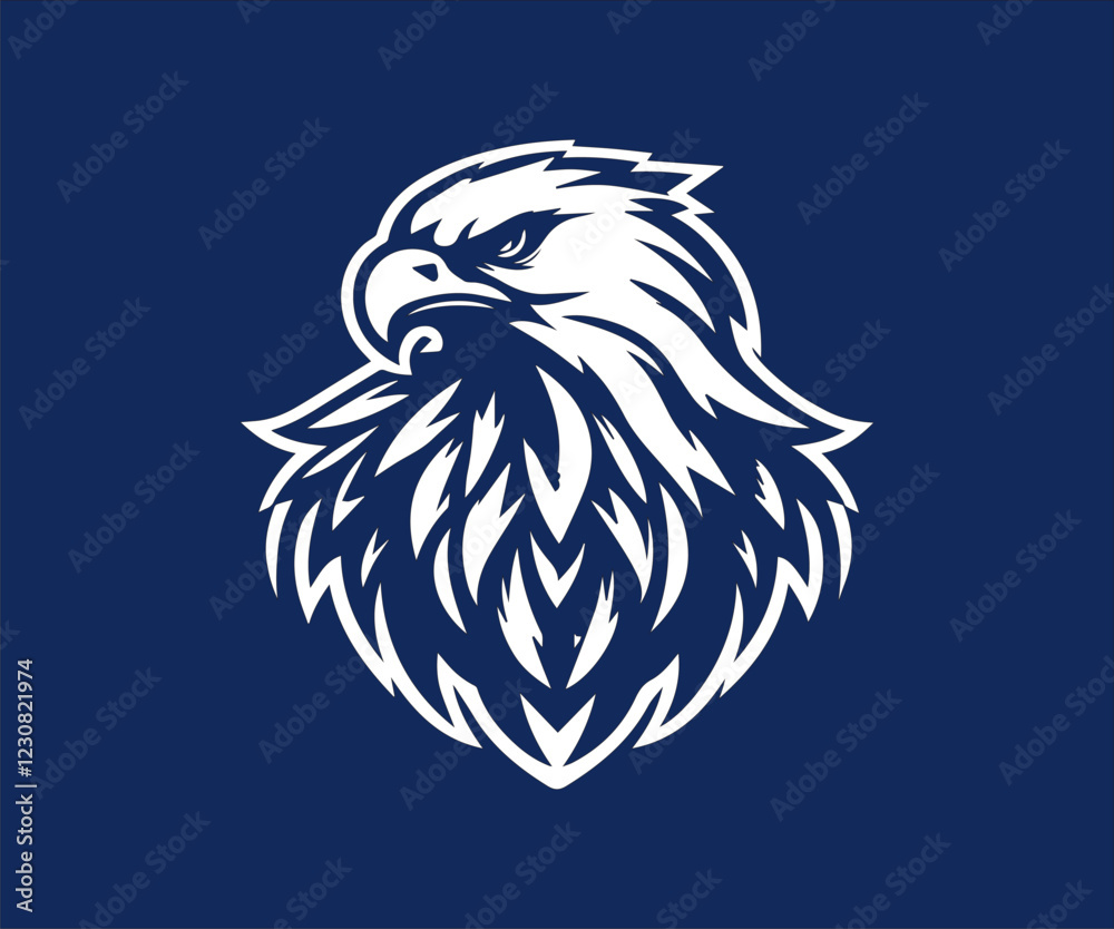Fototapeta premium Eagle head logo template vector icon illustration design isolated on blue background