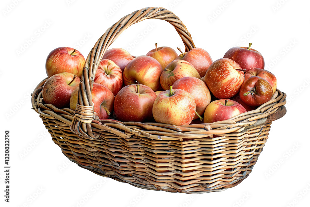 Wicker Harvest Basket Filled With Fresh Red Apples Ready for Autumn Festivities and Seasonal Celebrations Wicker Harvest Basket Filled With Fresh Red Apples Ready for Autumn Festivities and Seasonal Celebrations