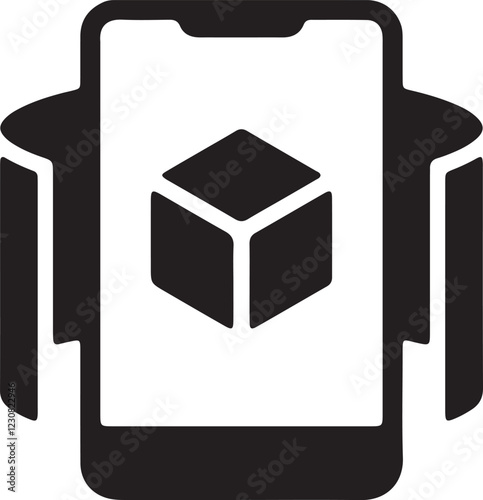 An illustration of a smartphone with a cube-shaped screen