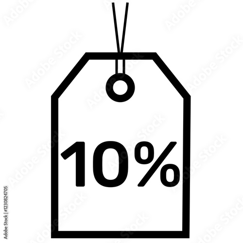 Minimalist sale tag icon with a 10% discount offer. nline stores, discount ads, price comparison platforms.  Boosting customer trust, sales. Savings. Smart shopping. Encouraging customer engagement.

