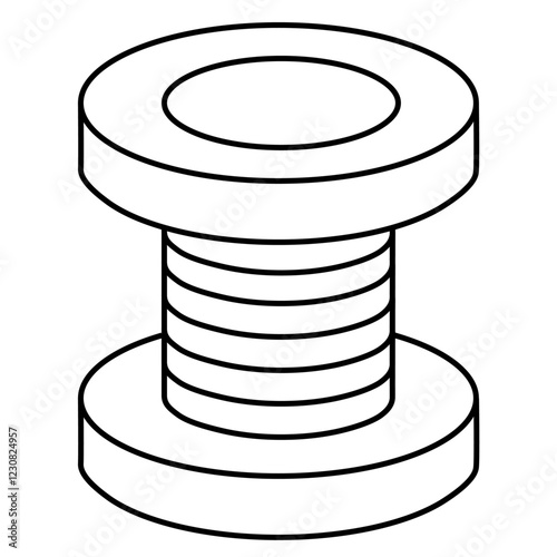 Thread Spool Icon with Cylindrical Shape and Wound Thread. Tailoring Apps, Sewing Blogs, DIY Craft Stores. Craftsmanship. Creativity. The Art of Sewing, Textile Work.Crafting

