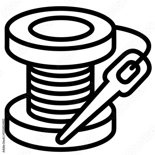Minimalist Icon of a Thread Spool and Needle for Sewing Projects.Tradition. Skill. The Timeless Craft of Sewing and Tailoring.Clothing Brands, Fashion Designers, and Embroidery Shops

