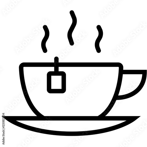 Tea cup with teabag and steam rising icon. Hot tea icon, morning routine logo, self-care promotion. Peace. Harmony. Self-care. Hot beverage icon, tea branding, cozy lifestyle design. beverage 







