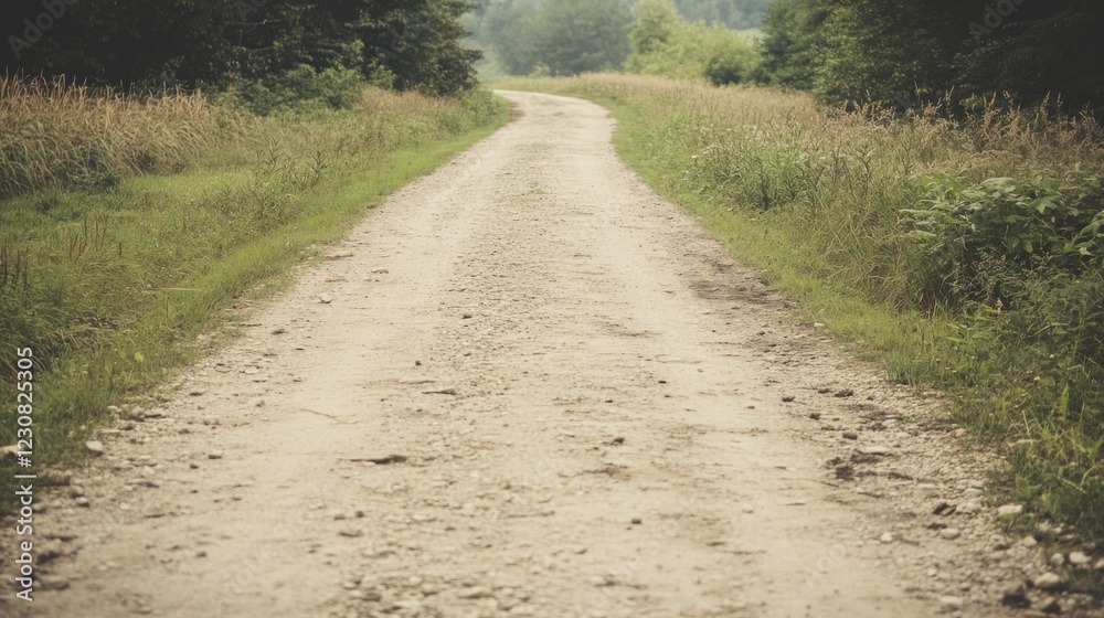 Dirt road winding through a green field. Dirt road winding through a green field.