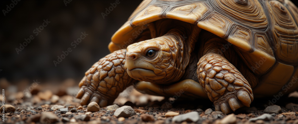 Tortoise with a calm demeanor exploring its surroundings against a natural backdrop Tortoise with a calm demeanor exploring its surroundings against a natural backdrop
