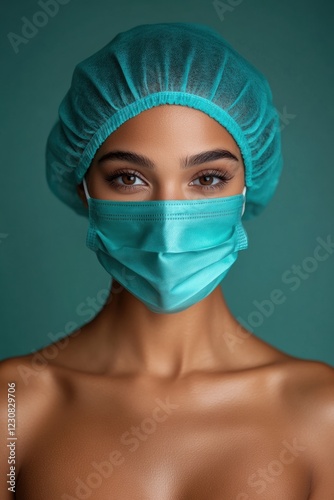 Realistic portrait of a happy young patient woman. Teeth or plastic surgery photo