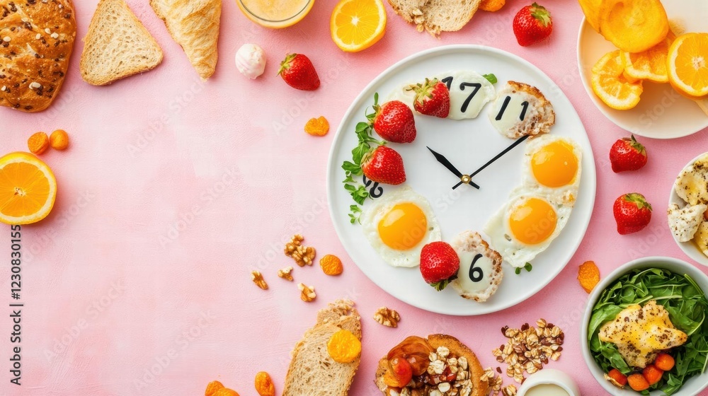 Creative Breakfast with Clock-Shaped Fried Eggs Creative Breakfast with Clock-Shaped Fried Eggs