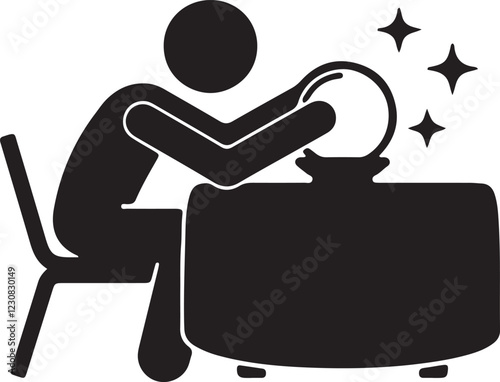 An illustration of a stick figure performing a fortune-telling or divination act