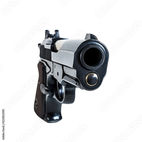 Handgun Facing Front on Transparent Background
