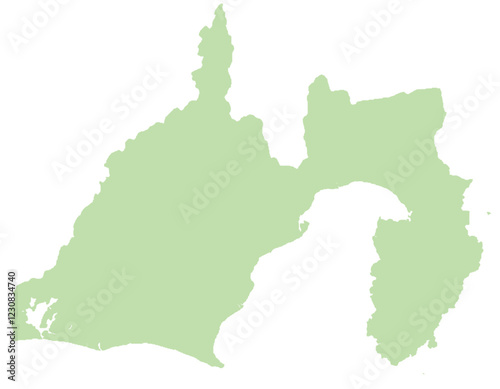 静岡県　地図　黄緑　イラスト