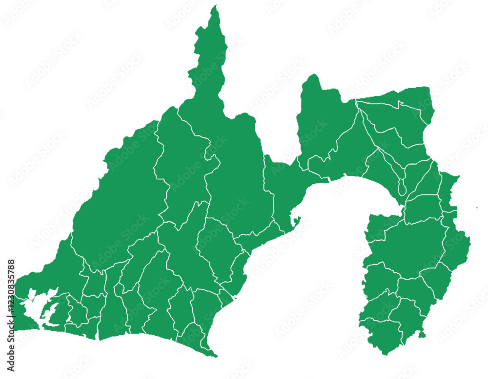 Obraz premium 静岡県 地図 グリーン イラスト