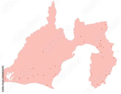 静岡県　地図　ピンク　斑点　イラスト
