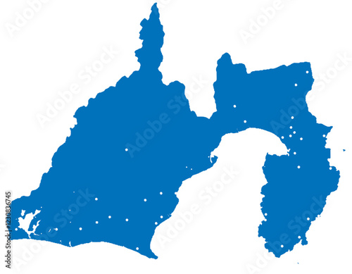 静岡県　地図　ブルー　斑点　イラスト