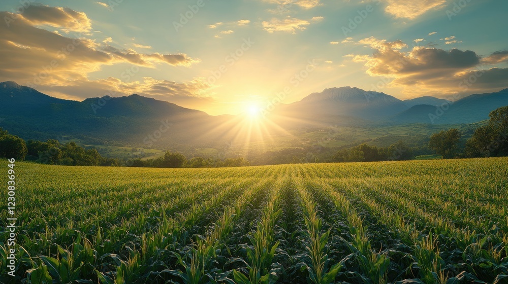 corn field or maize field for livestock feed at agriculture plantation farm in the morning sunrise corn field or maize field for livestock feed at agriculture plantation farm in the morning sunrise
