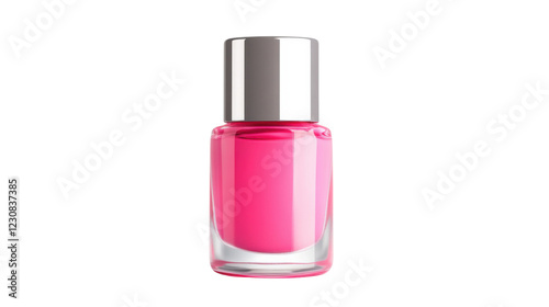 Pink nail polish bottle with transparent background for beauty and cosmetics concepts