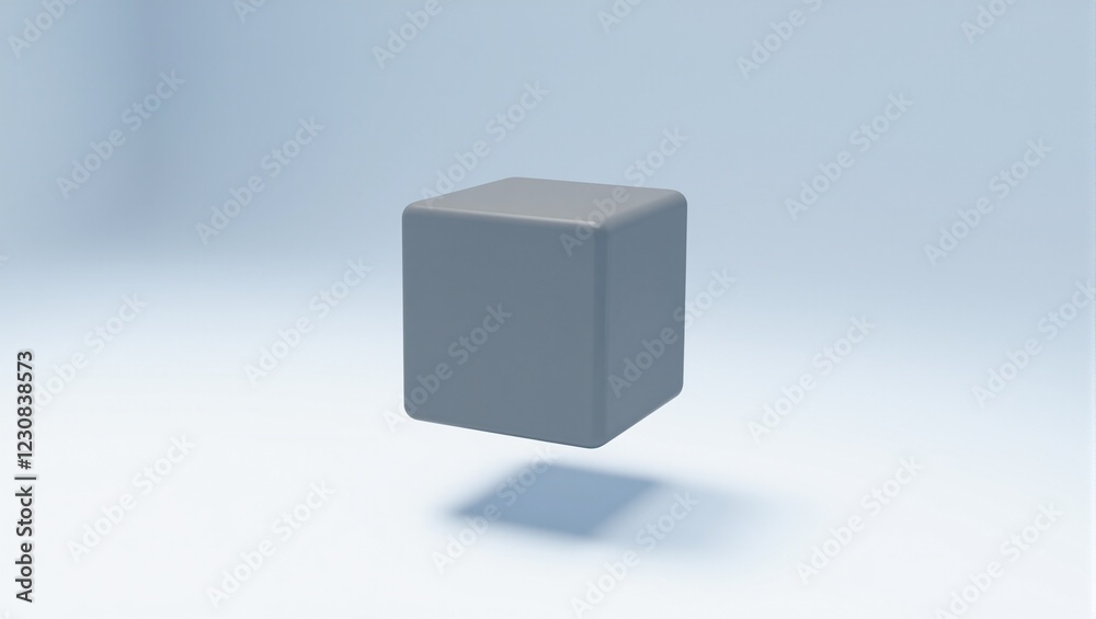 Futuristic metal cube floating on gradient background Futuristic metal cube floating on gradient background