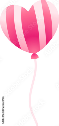 Heart-Shaped Balloon with Stripes (Illustration Gradient Style)
