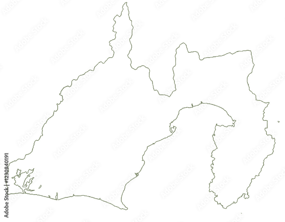 Obraz premium 静岡県 地図 白 イラスト