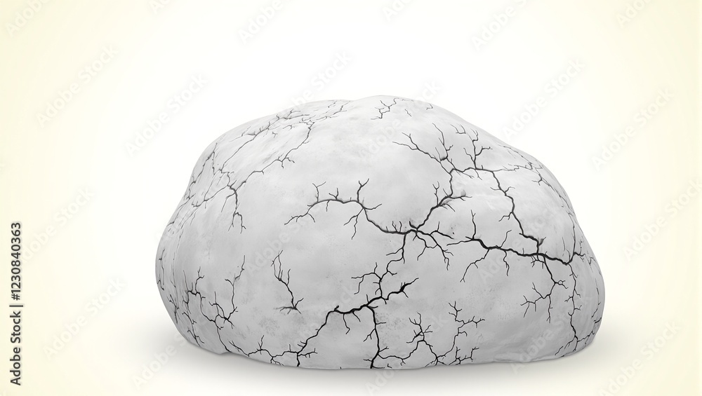 Large cracked boulder on gradient background