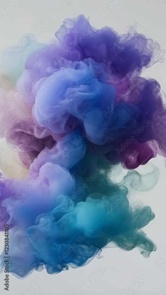 Colorful ink clouds swirling and blending in water Colorful ink clouds swirling and blending in water