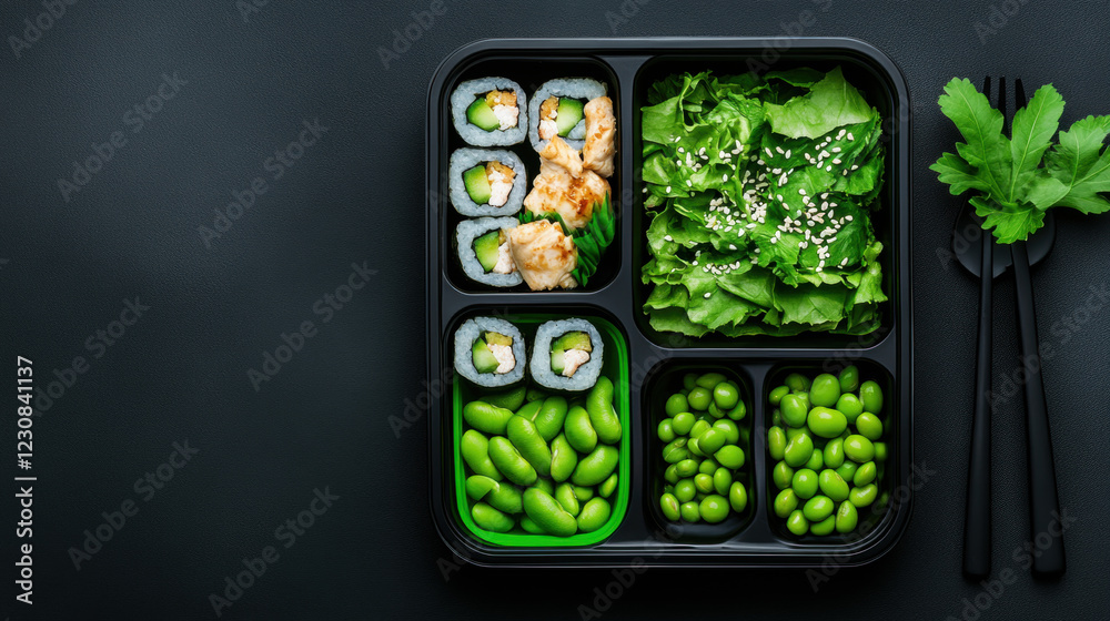 Lunch Box, High-resolution image of a bento-style instant lunch arranged attractively, showcasing vibrant colors and textures. Lunch Box, High-resolution image of a bento-style instant lunch arranged attractively, showcasing vibrant colors and textures.
