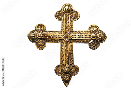 Ethiopian Coptic Cross With Intricate Design Isolated on a Transparent Background for Decorative Purposes photo