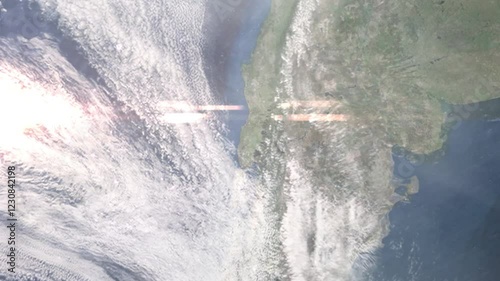 Zooming in on Osorno, Chile frome space - Perfect for Travel Intros and Backgrounds. Realistic 3D Animation.