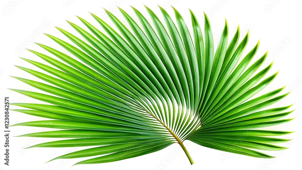 Fototapeta premium Lush Green Palm Leaf Frond Isolated on White Background