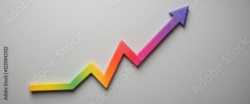 Colorful upward trend graph representation in modern style against a light background