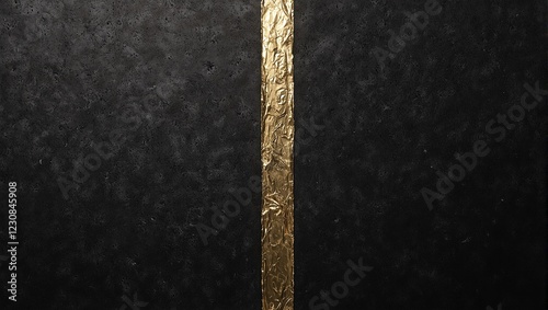 Golden foil strip on textured black surface elegant and captivating under soft light