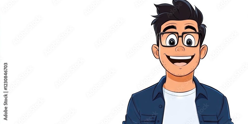 2D animation nerd, white background - 2D animation nerd, white background -