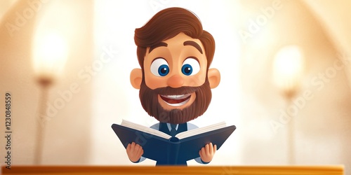 animation friendly jewish rabbi giving sermon