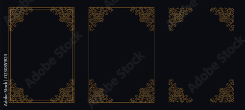 floral ornament, vector design, Set of Decorative vintage borders and frames, Gold floral ornament, Wedding and restaurant menu, photo frame floral for picture