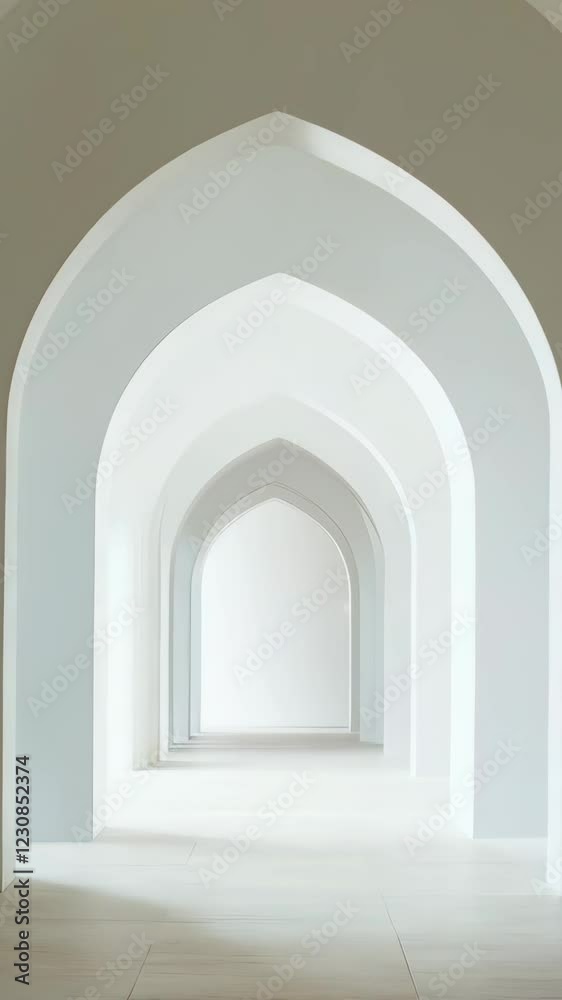 Serene passageway: minimalist archways transition from light to shadow Serene passageway: minimalist archways transition from light to shadow